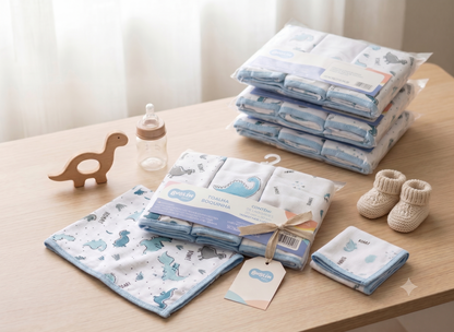 Kit com 3 Panos De Boca Bebê - Menina e Menino - 100% Algodão