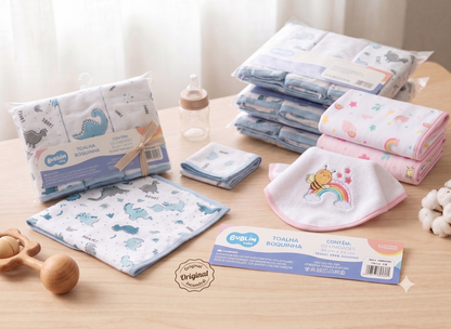 Kit com 3 Panos De Boca Bebê - Menina e Menino - 100% Algodão